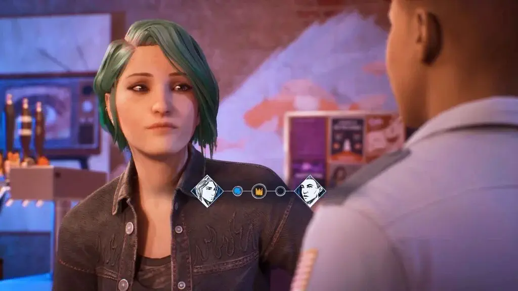 Gameplay Life is Strange Reunion hệ thống lựa chọn hội thoại và nhân vật tóc xanh