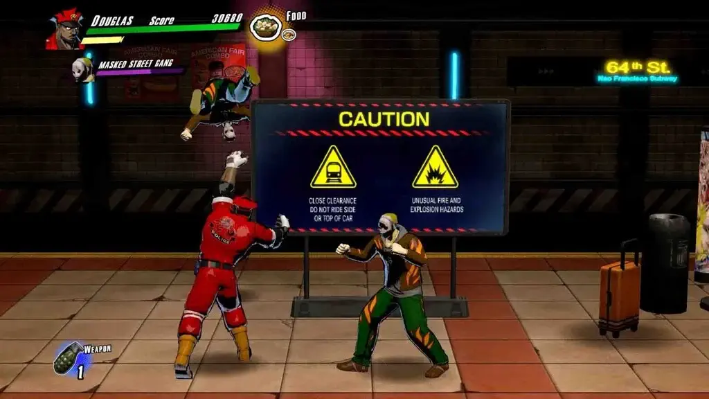 Rushing Beat X Douglas subway stage gameplay fight
