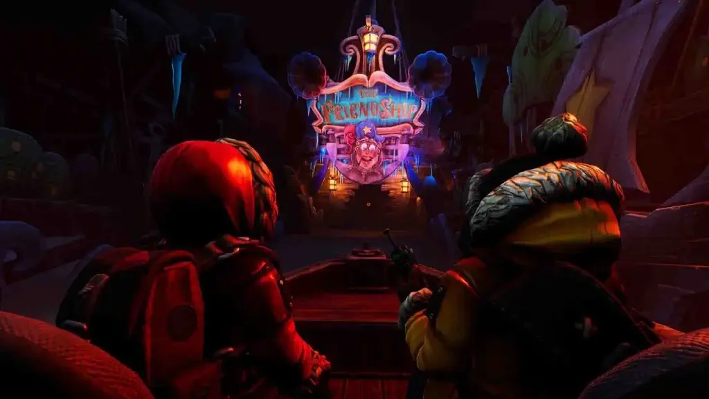 Hai người chơi trên thuyền đến địa điểm The FriendShip