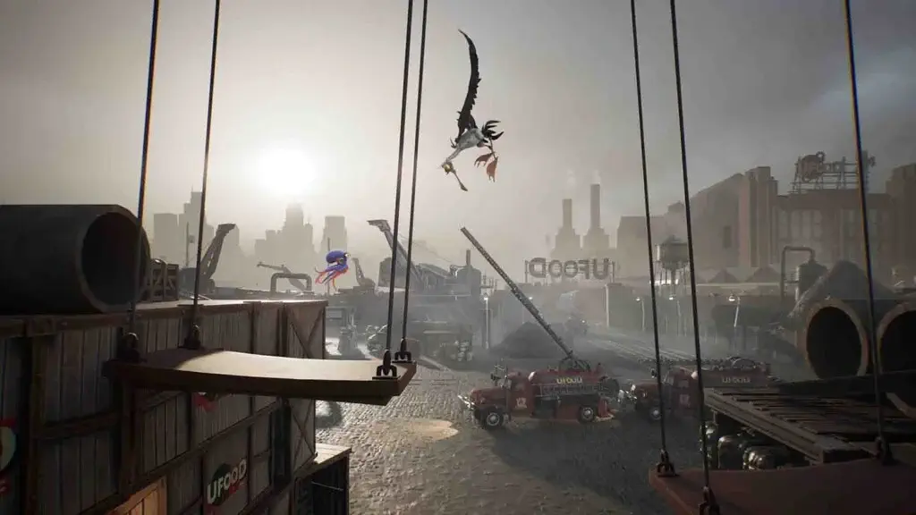 Darwin’s Paradox bối cảnh bến cảng công nghiệp và kẻ thù trên không