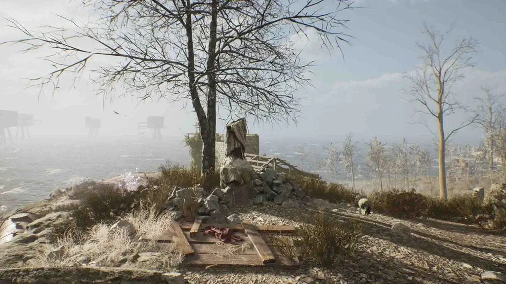 Nowhere Mysterious Artifacts gameplay sinh tồn trú ẩn ban đêm bên đống lửa