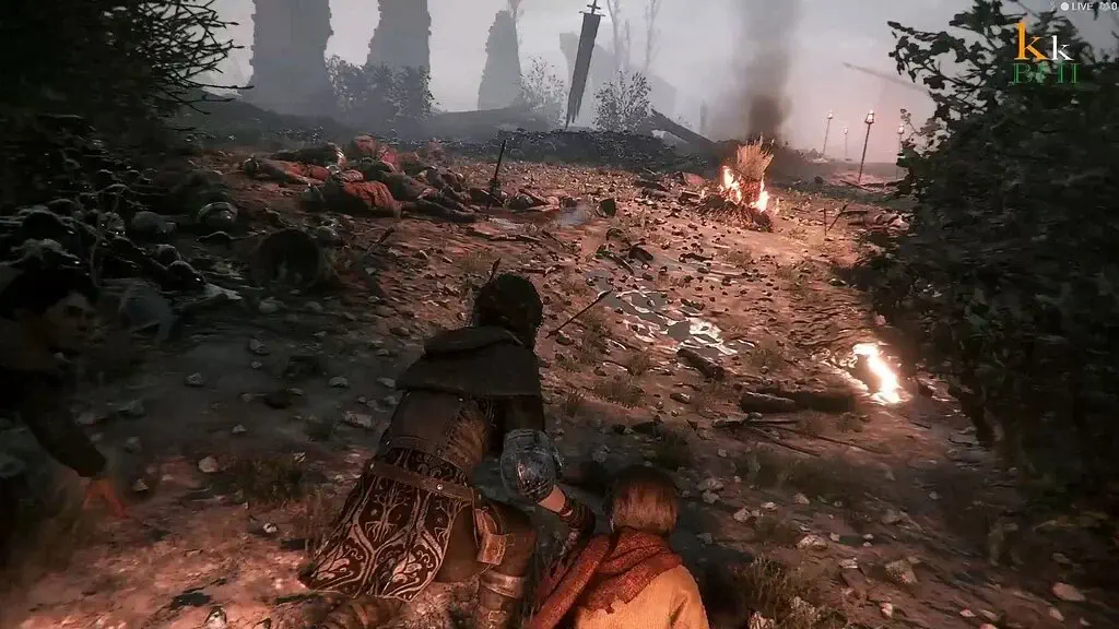 Amicia và Hugo khám phá ngôi làng bỏ hoang trong A Plague Tale Innocence